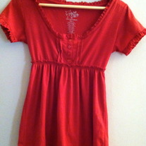 Ruffle Trim Red Baby Doll Top