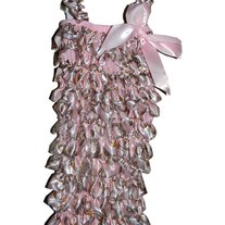 Couture Kids Baby Pink with Gold Link Chain Print Girls Ruffled Petti Romper Photo Prop