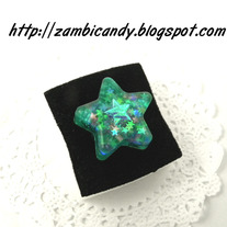 Adjustable sparkly blue resin star ring