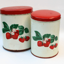 Vintage Strawberry Canisters - Set of 2