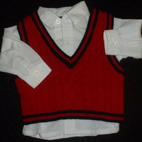 White Collar Shirt with Red Sweater Vest-In Design Boyswear Size 0-3 Months