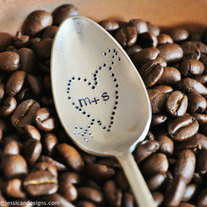Let's Carve Our Initials (TM) - Custom Hand Stamped Vintage Coffee Spoon for Coffee Lovers this Valentine's Day
