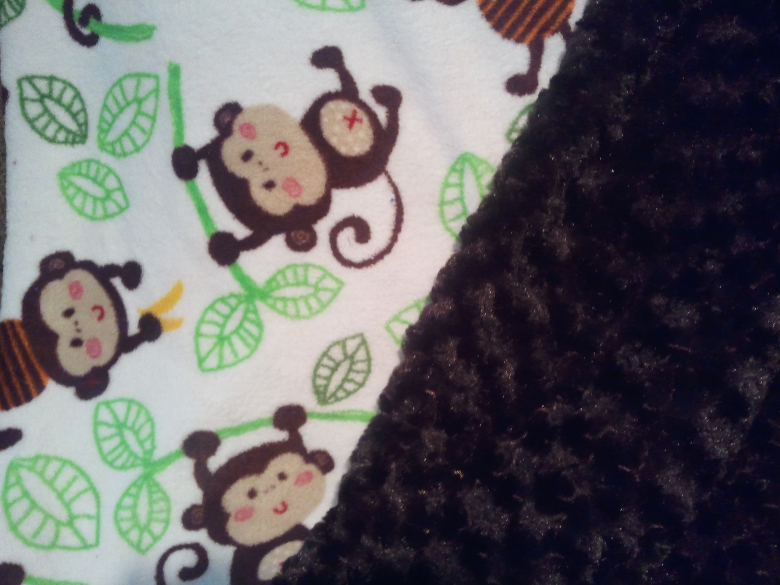 Baby Blanket Monkey Fleece w/Brown Rosette Faux Fur · BellaMia