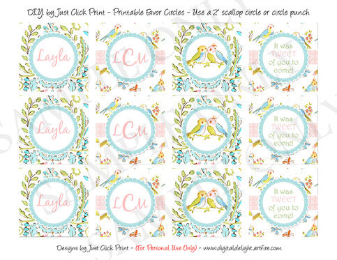 Tweet Little Lovebirds Baby Shower Favors Tags Cupcake Toppers