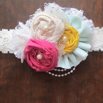 Vintage Mint, Mustard, Raspberry headband
