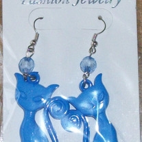 Blue Kitty Earrings