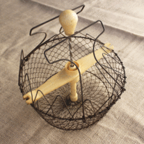 Vintage French Wire Salad Spinner Strainer Basket