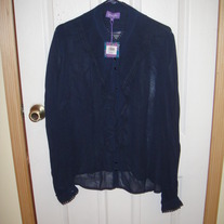 Purple Blue Sheer Blouse XL