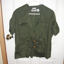 Too Hot Green Military Top 2X