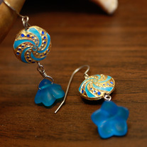 Dark Blue Dots Cloisonné Earrings