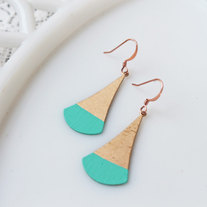 Turquoise Color Dipped Flat Brass Dangle Earrings