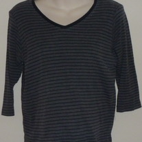 Gray/Black Stripe Nursing Top-Motherhood Maternity Nursingwear Size Medium