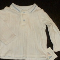 White Long Sleeve Shirt With Blue Buttons-NEW-Carters Size 6-9 Months