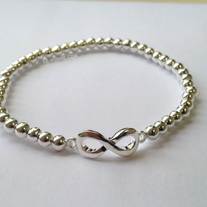 Infinity bracelet beaded- Silver