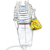 "My Yellow Handbag" 5x7 Matte Print, Pencil Watercolor Fashion Illustration, Art By Jacy Lee Pulford