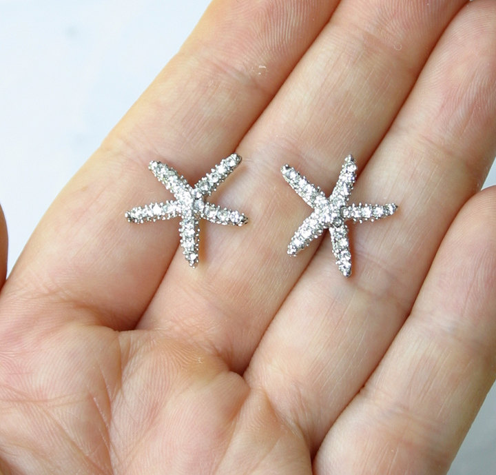 Starfish Earrings. Beach Wedding Jewelry Bridal earrings Bridesmaid