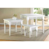 White Scrollwork Nesting Tables
