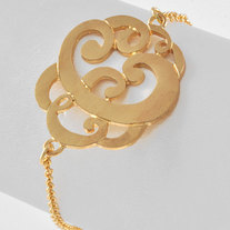 Gold Tone LETTER C Initial MONOGRAM Script Open Filigree Bracelet