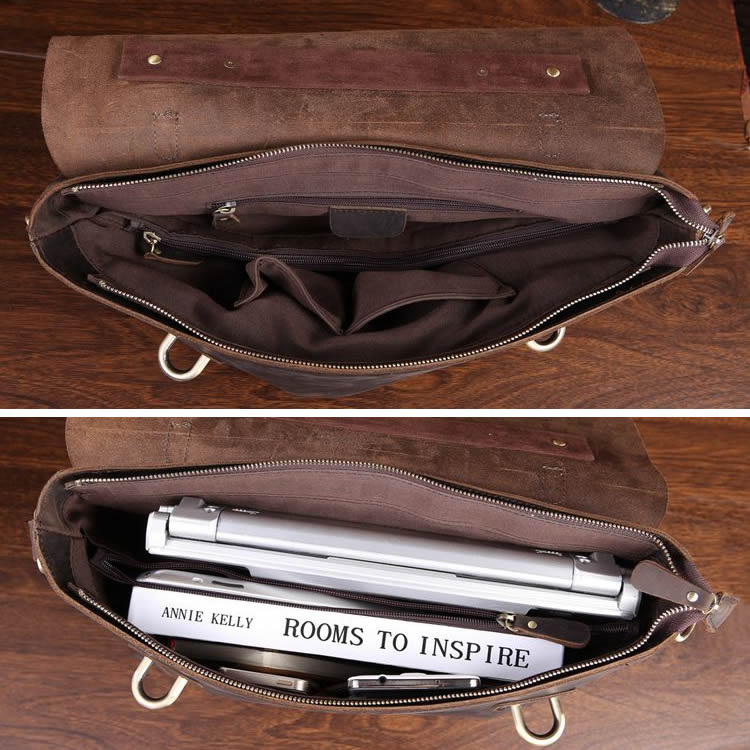 Men's Handmade Vintage Leather Briefcase / Leather Messenger Bag / 13