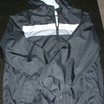 Black/White/Gray Stripe Wind Breaker (Lined)-Old Navy Size Large 10/12