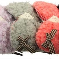 1 pink purple black brown OR gray fuzzy lacy gingham bow hair comb