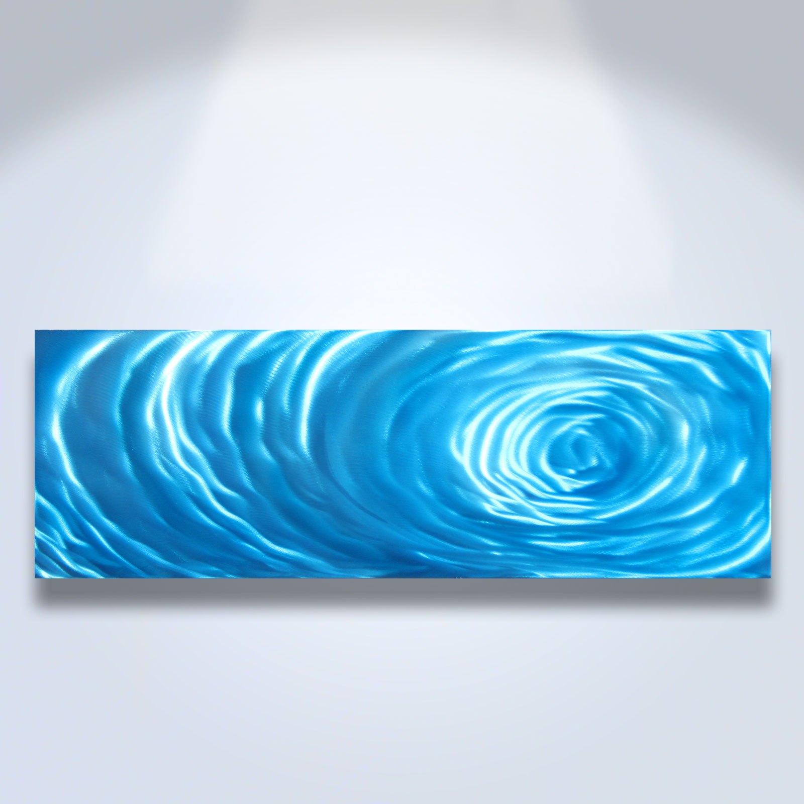 Small Blue Ripple Metal Wall Art Abstract Sculpture Painting Modern