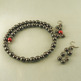 Glass, Red Pearl Necklace Set - Thumbnail 3