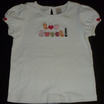 White Short Sleeve Shirt-Too Sweet-Gymboree Size 5T
