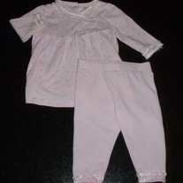 Light Pink Pant Outfit with Silver Stars/Lace-Savannah Baby (Boutique) Size 6 Months  CLM1