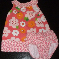 Peach/Orange Floral Dress with Matching Bloomers-Carters Size 9 Months  CLM1