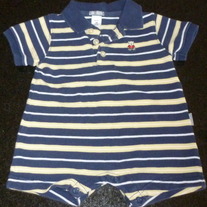 Navy/Yellow Stripe Short Sleeve Polo Style Onesie-Carter's Size 3 Months