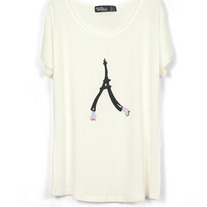 White Iron tower print T-shirt