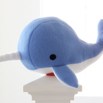 narwhal plush toy- Noah- blue soft fleece whale narwal plushie