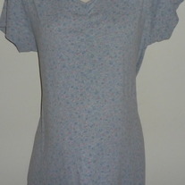 Gray Short Sleeve Shirt with Blue/Pink Flowers-Duo Maternity Size Medium  CLLO