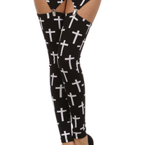 Cross Pattern Garter Suspender Leggings