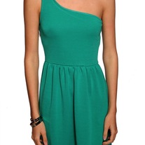 L green asymmetrical sleeveless pleated skirt mini pin-up wilma dress