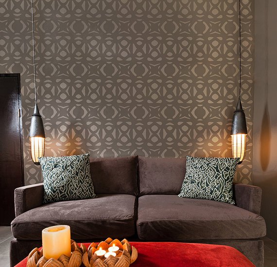 Aztecs, Tribal Scandinavian Wall Stencil for DIY project, Wallpaper look and easy Home Decor ...