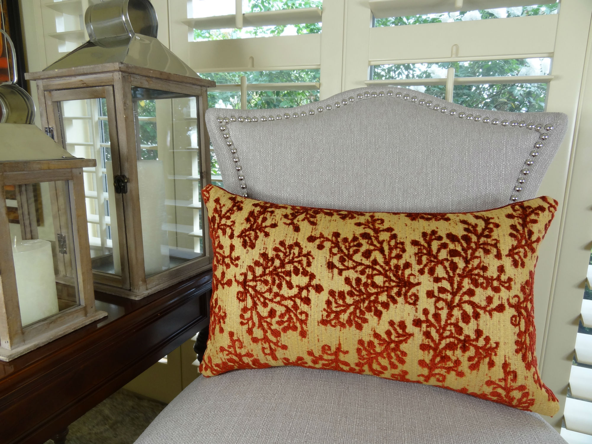 22" x 22" Designer Red Burgundy Throw Pillow Decorative Throw Pillow