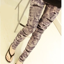 Elastic Cotton Ripped Leggings