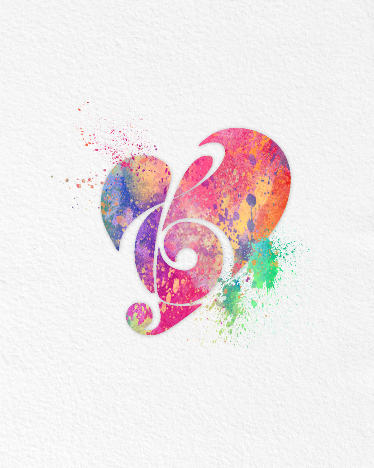 watercolor treble clef