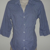 Blue/White Gingham Shirt with Buttons/Collar-Motherhood Maternity Size XL