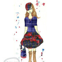 "Plaid Me" 8x10 Matte Print Watercolor Fabric Fashion Illustration