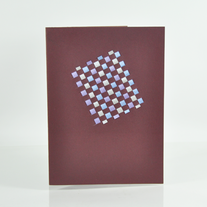 Handcrafted Metallic purple silver blue plaid checkered diagonal rectangle shape plum portrait card