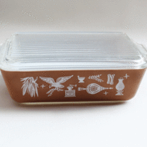 Pyrex #0503 Americana Brown 1 1/2 QT. Casserole Dish with Lid