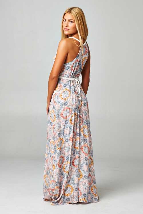Tapestry Print Braided Detail Maxi Dress on Storenvy