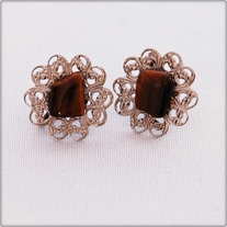 Fancy Cat Eye Stone Screw Backs