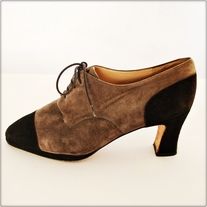Vintage Black and Grey Suede Lace Up Heels