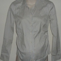 Light Pastel Stripe Shirt W/Buttons/Collar/Ruched Sides-Mimi Maternity Size Small
