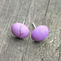 lilac oval stud earrings