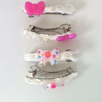 pink white blue pearl bow star whipped cream decora hair clip barrettes